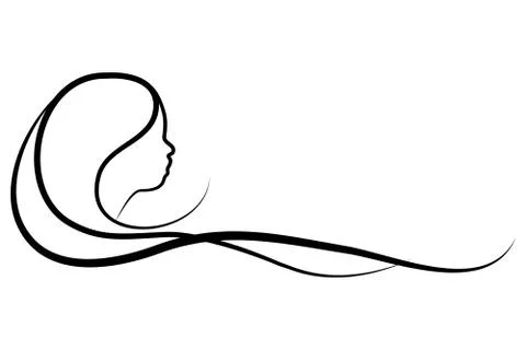 Vector of Line Drawing of Female Head イラスト素材