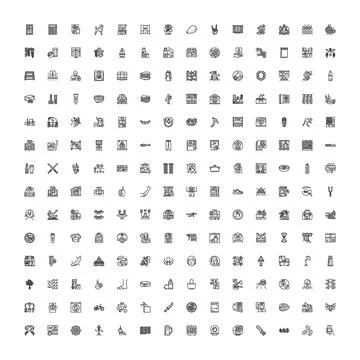 Vector line drawing icons collection design elements Ilustração Stock