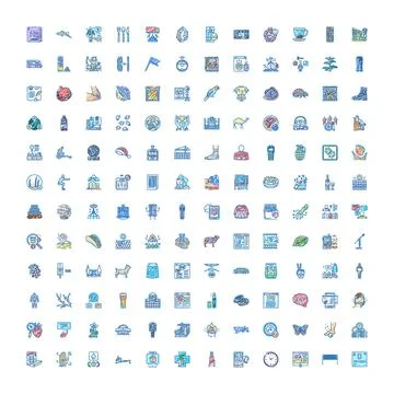 Vector line drawing icons representing everyday objects and concepts Illustrazione stock