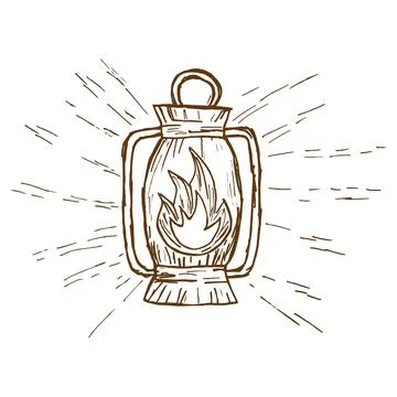 Vector line drawing of an outdoor gasoline lamp Illustration