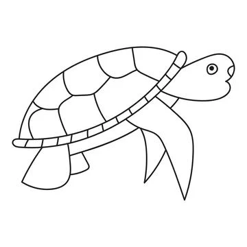 Vector line drawing of sea turtle. Single line art concept of aquatic water p イラスト素材