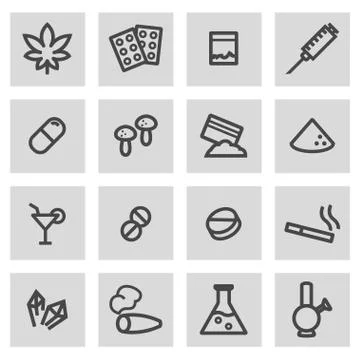 Vector line drugs set Stock Illustration