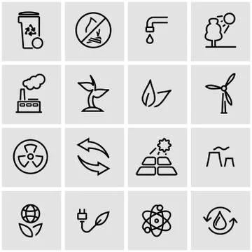 Vector line eco icon set Illustrazione stock