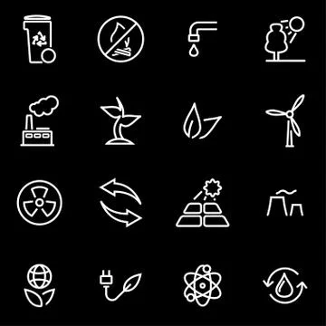 Vector line eco icon set Stock Illustration