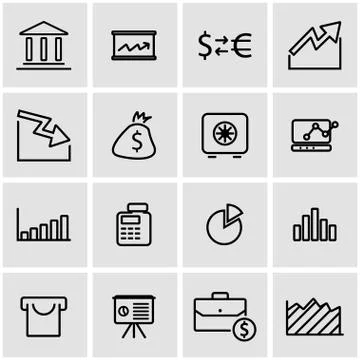 Vector line economic icon set Stock Illustration