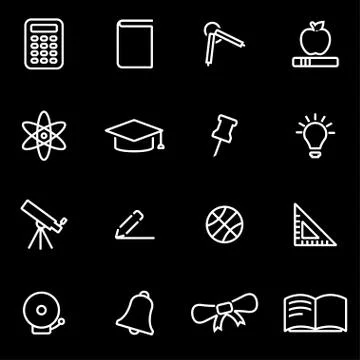 Vector line education icon set Stock Illustration