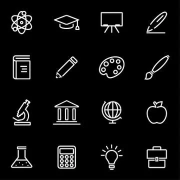 Vector line education icon set Stock Illustration