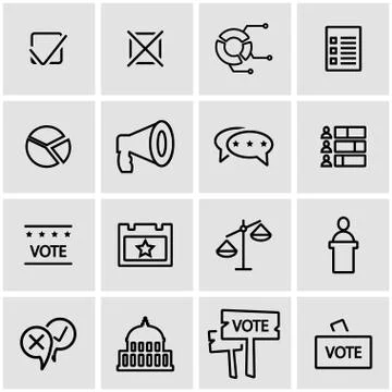 Vector line election icon set Stock Illustration