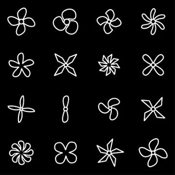 Vector line fans and propellers icon set Stock Illustration