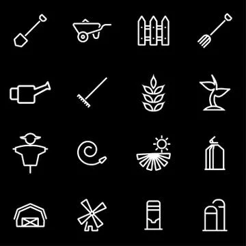 Vector line farming icon set Illustrazione stock