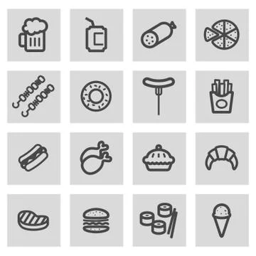 Vector line fastfood set Stock Illustration