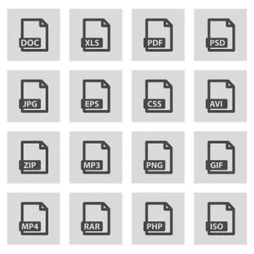 Vector line file type set Stock Illustration