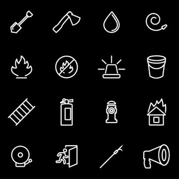 Vector line firefighter icon set イラスト素材
