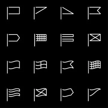 Vector line flags icon set Stock Illustration