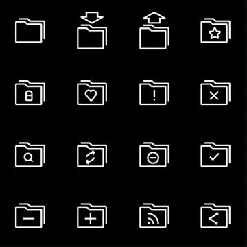 Vector line folder icon set Stock Illustration