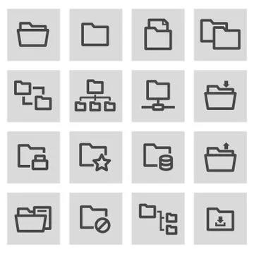 Vector line folder set Stock Illustration