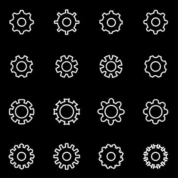 Vector line gear icon set Illustrazione stock