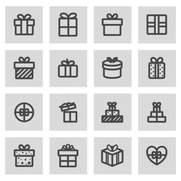 Vector line gift set Stock Illustration