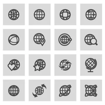 Vector line globe icons set Stock Illustration