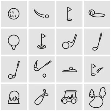 Vector line golf icon set Stock-Illustration