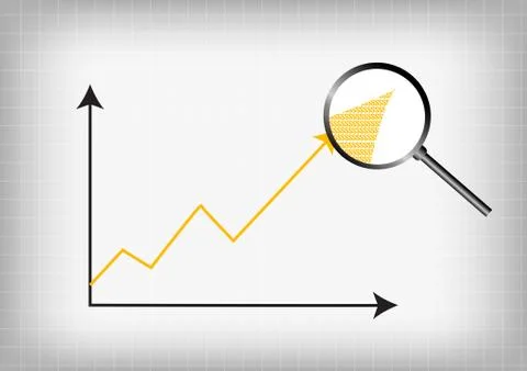 Vector : Line graph chart with dollars symbol in the arrow Stock Illustration