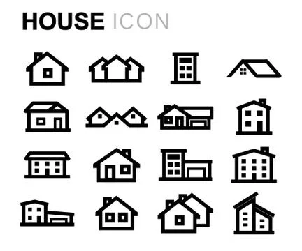Vector line house icons set Stock Illustration