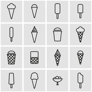Vector line ice cream icon set Stock Illustration
