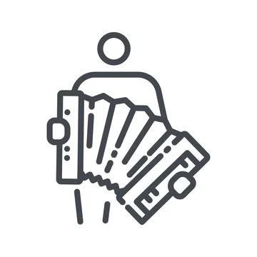 Vector line icon of an accordion player with accordion Stock Illustration