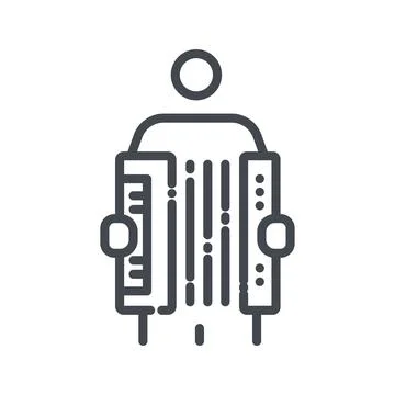 Vector line icon of an accordion player with accordion Stock Illustration
