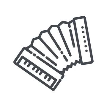 Vector line icon of an accordion on transparent background Stock Illustration