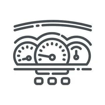 Vector line icon of a car dashboard front view isolated 스톡 일러스트