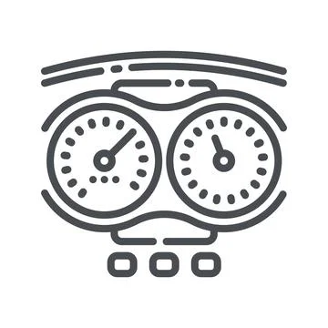 Vector line icon of a car dashboard front view isolated 스톡 일러스트