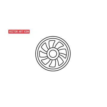 Vector line icon of a cooling fan with ideal for technology and computer 스톡 일러스트