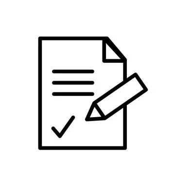 Vector line icon editable contract is a white document with a mark for sign.. Stock Illustration