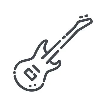 Vector line icon of an electric guitar. Musical strings instrument web icon Stock Illustration