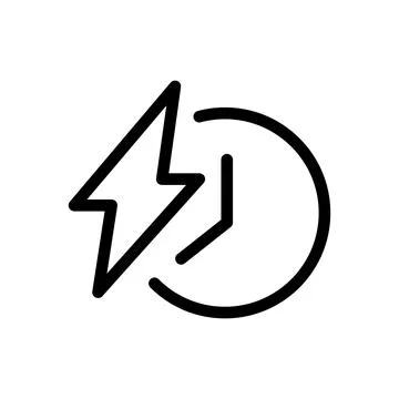Vector line icon electricity sign with clock, saving electricity isolated o.. 스톡 일러스트