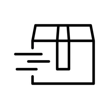 Vector line icon fast courier parcel isolated on white background Illustrazione stock
