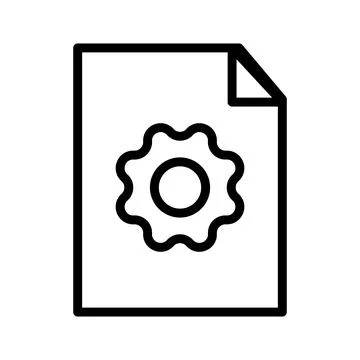 Vector line icon with gear outline symbol represents a setting for technolo.. Stock Illustration