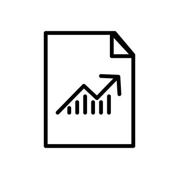 Vector line icon graph in the report shows a steady increase in sales over .. Illustrazione stock
