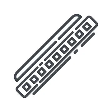 Vector line icon of a harmonica. Musical instrument icon isolated Stock Illustration