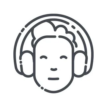 Vector line icon of a headset with man face Stock Illustration