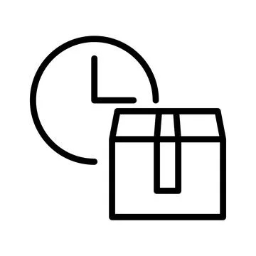 Vector line icon hours and package, time of delivery of the package to the .. Ilustración de archivo