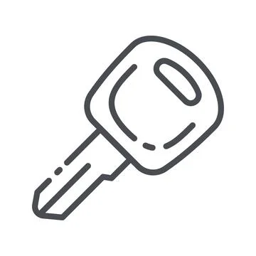 Vector line icon of an ignition key front view isolated Stock Illustration