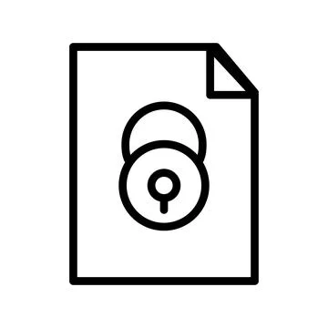 Vector line icon lock symbol indicates that the computer file is secure and.. Stock Illustration