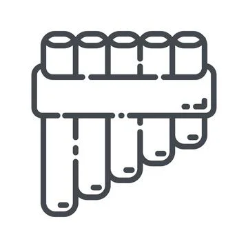 Vector line icon of a panpipes flute. Musical woodwind instrument icon. Stock Illustration
