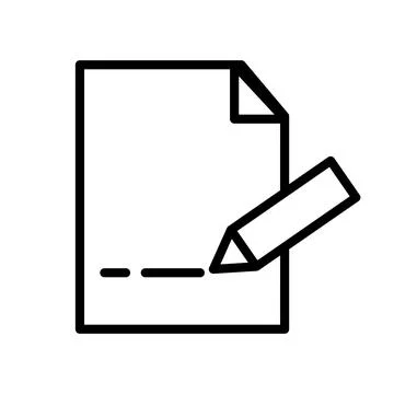 Vector line icon pen write document with pen represents the writing on pape.. Illustrazione stock