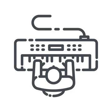 Vector line icon of a piano player top view Stock Illustration