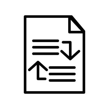 Vector line icon with replace text paper file with an outline design. Plain.. Stock Illustration