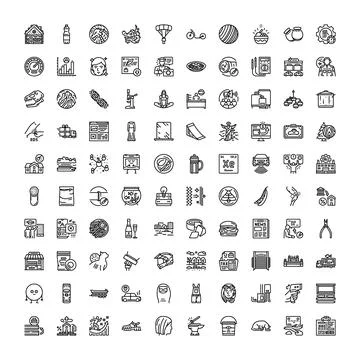 Vector line icon set depicting various concepts 库存插图