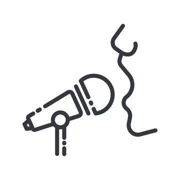 Vector line icon of a singer and microphone Stock Illustration